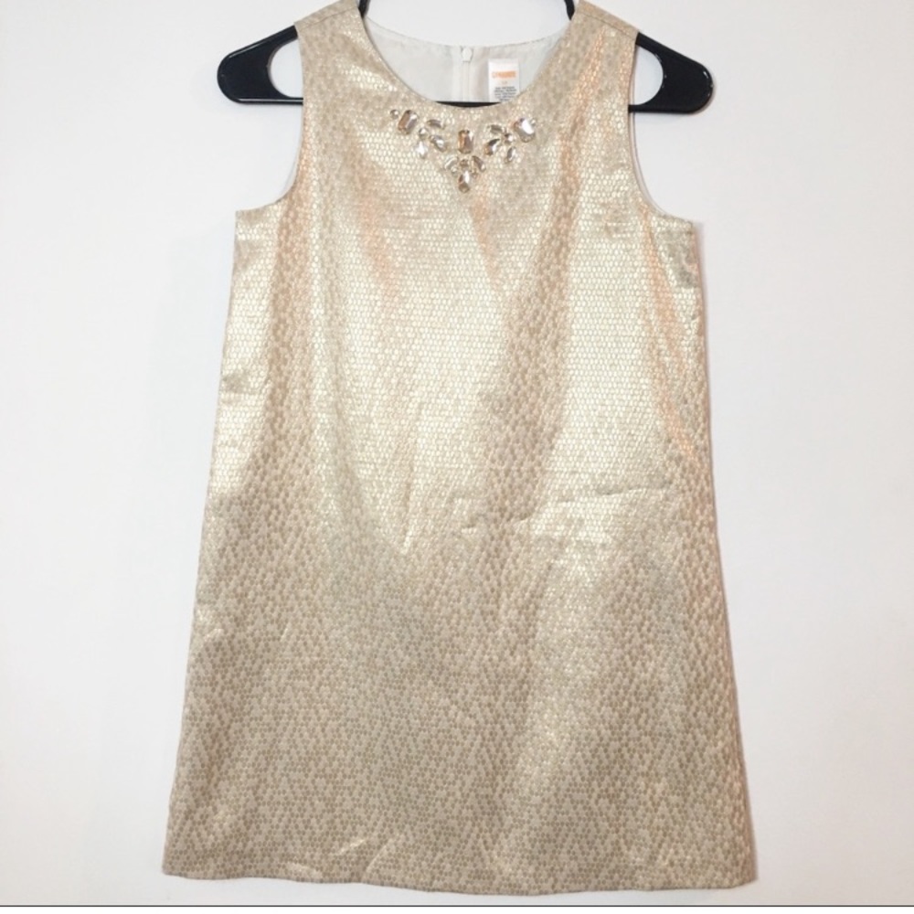 GYMBOREE GIRLS GOLD JEWELED SHIFT
DRESS SIZE 7
